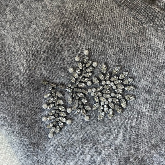 LOFT Gray Crew Neck Sweater with sequin embellishment - Picture 3 of 4